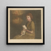 Girl with a cat on her lap - Heinrich M Krabb — framed artwork on a wall
