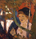 Breton girl with a red umbrella - Emile Bernard — artwork view