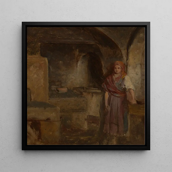 Girl in the Kitchen - Aleksander Kotsis — framed artwork on a wall
