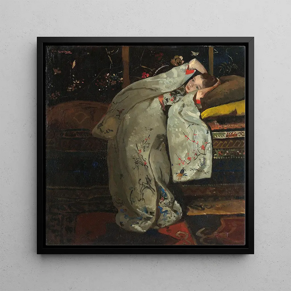 Girl in White Kimono - George Hendrik Breitner — framed artwork on a wall