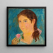 a girl holding a rose in her hand - Tadeusz Makowski — wall display of the artwork