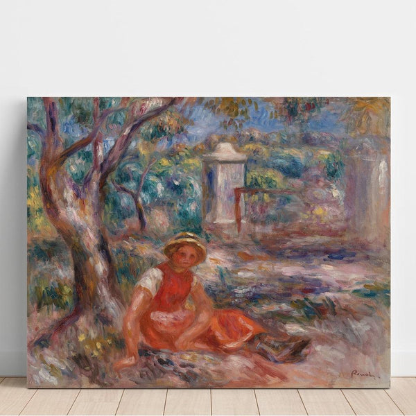 Reproduction of the painting Little girl at the foot of a tree - Pierre-Auguste Renoir