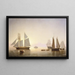 Calm flat sea off Halfway Rock - Fitz Henry Lane — framed artwork on a wall