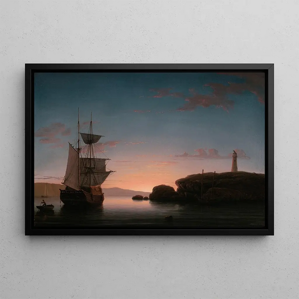 Lighthouse in Camden, Maine - Fitz Henry Lane — framed artwork on a wall