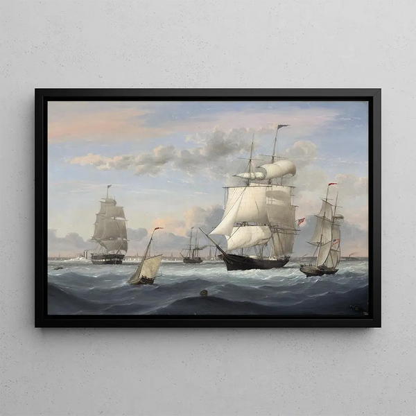 Port of New York - Fitz Henry Lane — framed artwork on a wall