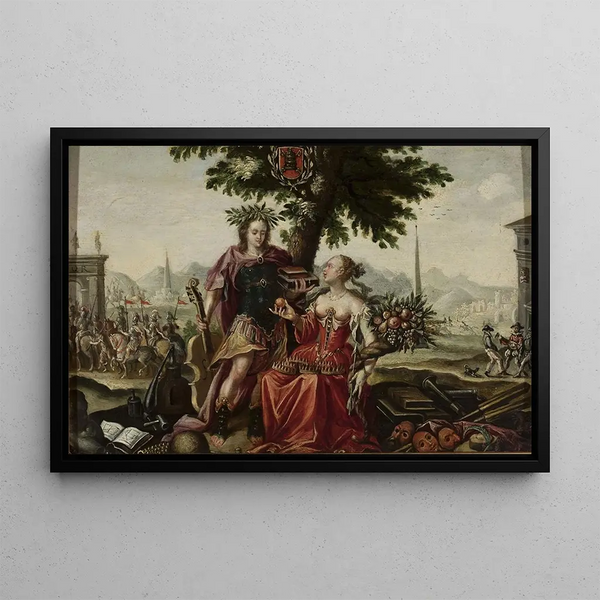 Allegory of Italy with Venus and Apollo - Flemish painter — framed artwork on a wall