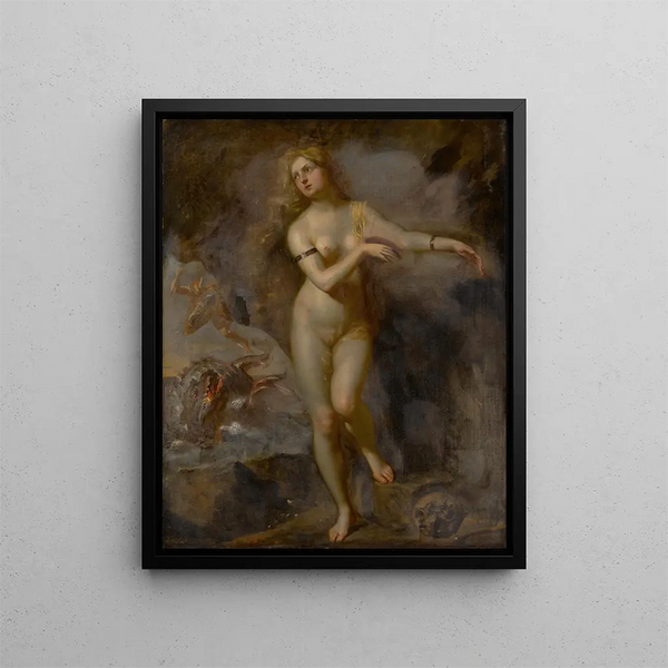 Andromeda Saved by Perseus - Flemish School — framed artwork on a wall