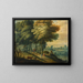 Landscape painting with figures - Flemish school — framed artwork on a wall