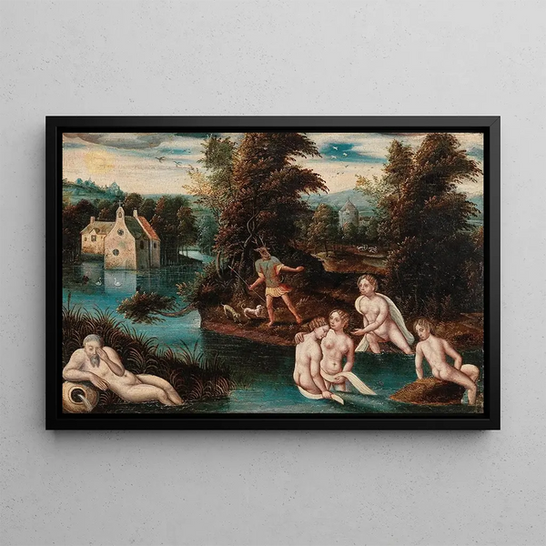 Diane and Actéon Painting - Flemish School — framed artwork on a wall