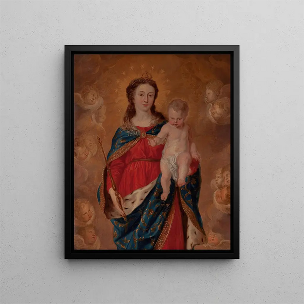 Flemish School - Virgin and Child, Queen of Heaven - Flemish School — framed artwork on a wall