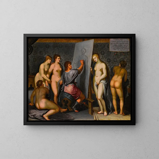 Zeuxis peignant Hélène - Flemish School — framed artwork on a wall