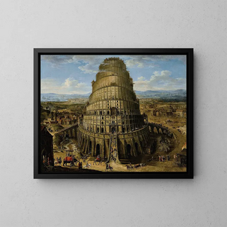 The Tower of Babel - Flemish School of the 17th Century — framed artwork on a wall