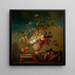 Flowers in a Urn on a Ledge - French School — framed artwork on a wall