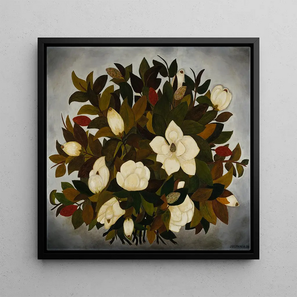 Magnolia Flowers - Josephine Joy — framed artwork on a wall