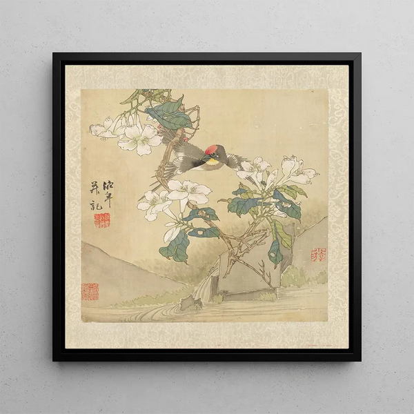 Flowers and Birds Pl1 - Ren Yi — framed artwork on a wall