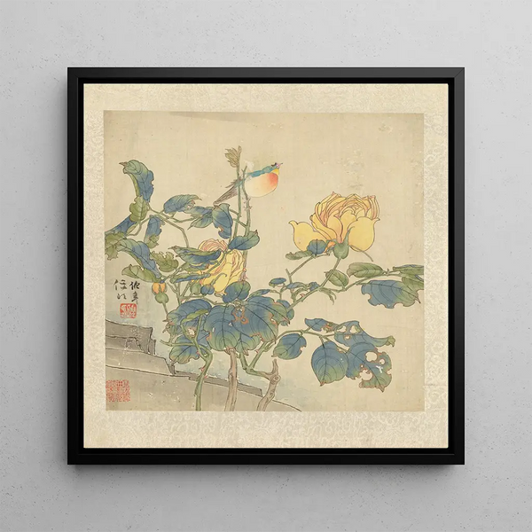 Flowers and Birds Pl2 - Ren Yi — framed artwork on a wall
