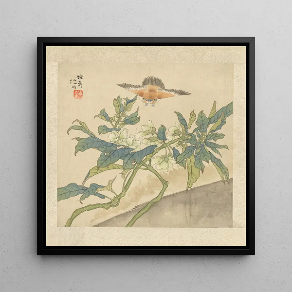 Flowers and Birds Pl6 - Ren Yi — framed artwork on a wall