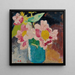 Flowers with yellow hearts blue vase - Louis Valtat — framed artwork on a wall