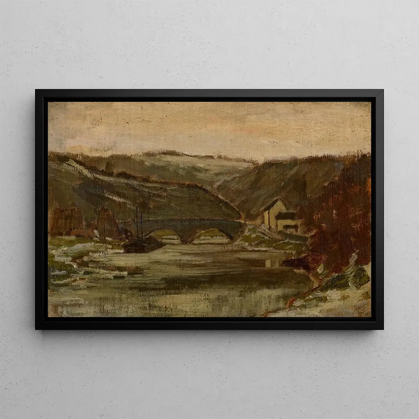 Bridge over the Lesse River - Félicien Rops — framed artwork on a wall