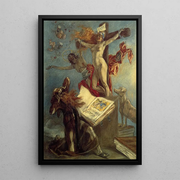 La tentation de Saint Antoine - Félicien Rops — framed artwork on a wall