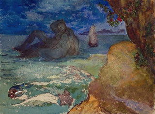 a couple embracing in a marine landscape - Félix Bracquemond — artwork view