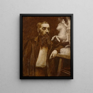 Portrait of the sculptor Armand Le Véel - Félix Bracquemond — framed artwork on a wall