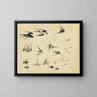 Les Hirondelles - Félix Bracquemond — framed artwork on a wall