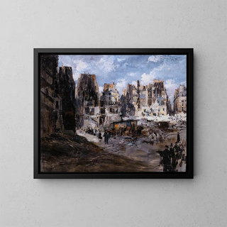The piercing of the avenue de l'Opéra - Félix Hilaire Buhot — framed artwork on a wall