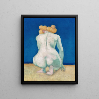 a Blonde Woman Crouching from Behind - Félix Vallotton — framed artwork on a wall