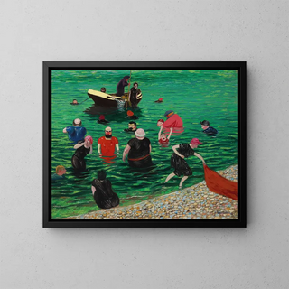 The Bathing at Étretat - Félix Vallotton — framed artwork on a wall