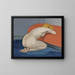 Nude woman kneeling in front of a red sofa - Félix Vallotton — framed artwork on a wall
