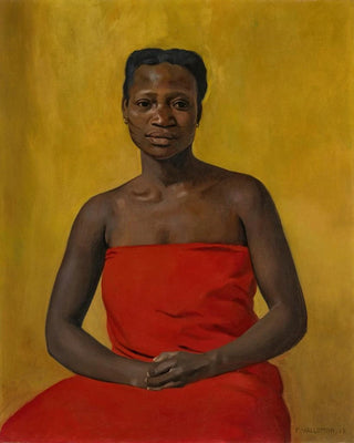 Portrait of a woman draped in red - Félix Vallotton — artwork view