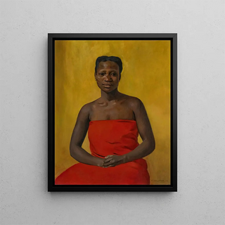 Portrait of a woman draped in red - Félix Vallotton — framed artwork on a wall