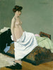 a standing nude woman holding a dress on her knees - Félix Vallotton — artwork view