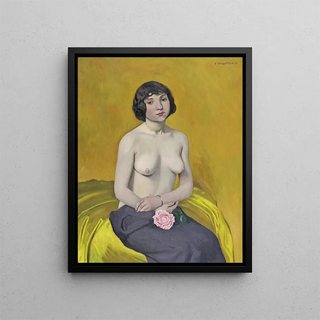 Woman with Rose - Félix Vallotton — framed artwork on a wall