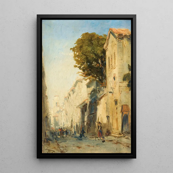 a street in Martigues - Félix Ziem — framed artwork on a wall