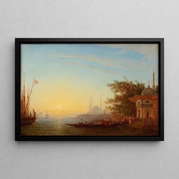 Caïques devant Sainte-Sophie - Félix Ziem — framed artwork on a wall