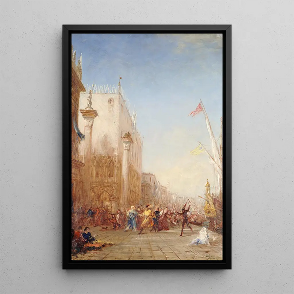 Carnival Venice Quay of the Slaves - Félix Ziem — framed artwork on a wall
