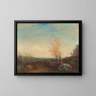 Deer in the Fontainebleau Forest - Félix Ziem — framed artwork on a wall