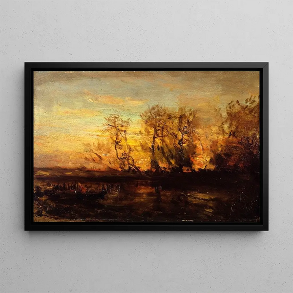 Sunset Painting - Félix Ziem — framed artwork on a wall
