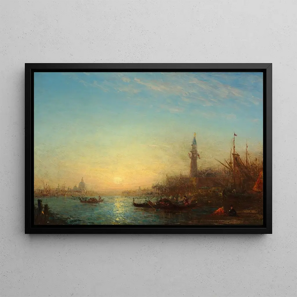 Sunset on the Esclavons quay - Félix Ziem — framed artwork on a wall