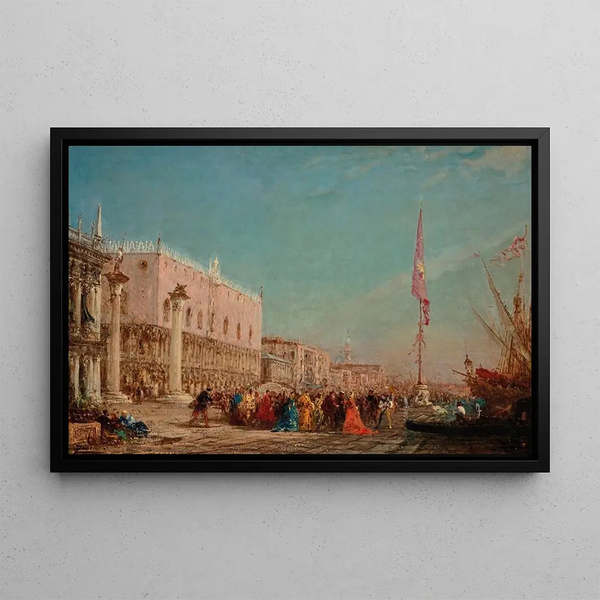 Embarkation on the Môle - Félix Ziem — framed artwork on a wall