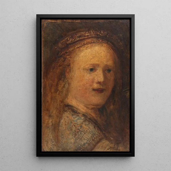 Étude de femme copie d'après Rembrandt - Félix Ziem — framed artwork on a wall
