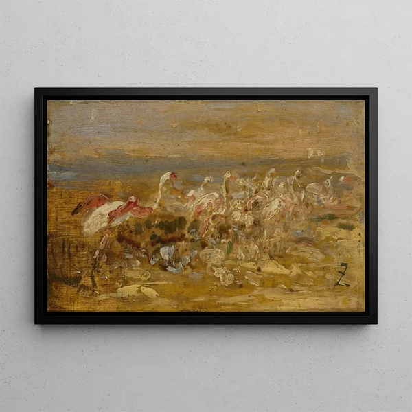 Flamingos - Félix Ziem — framed artwork on a wall