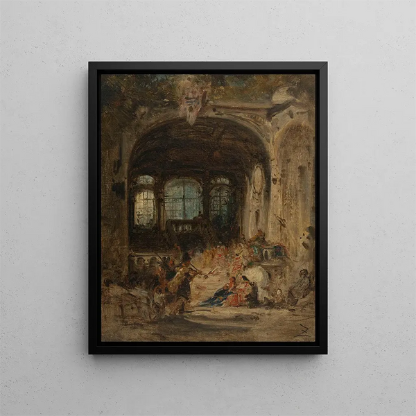 Festival in a Palace in Naples - Félix Ziem — framed artwork on a wall