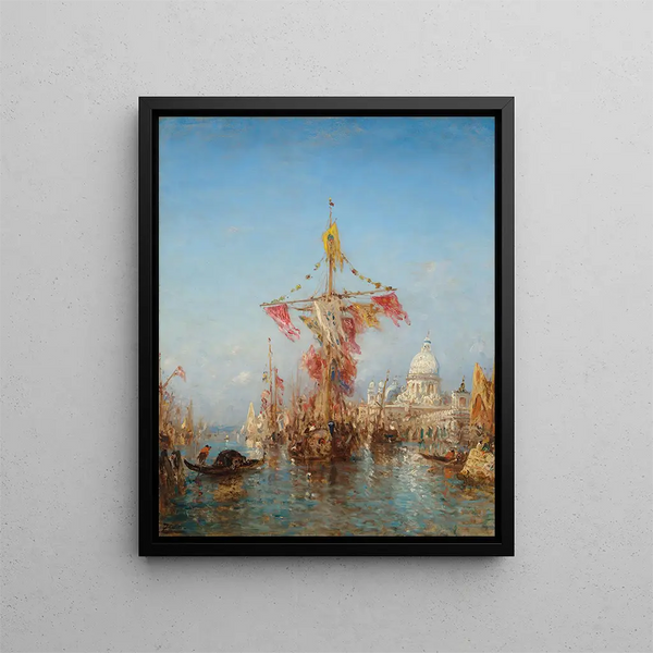 Feast of the Assumption in front of the Customs House Venice - Félix Ziem — framed artwork on a wall