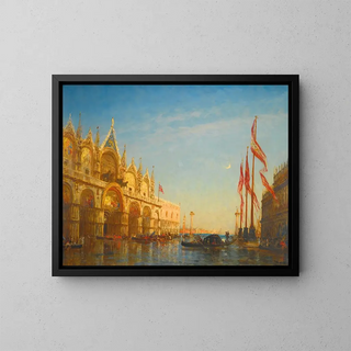 Floods on Saint Mark's Square, Venice - Félix Ziem — framed artwork on a wall