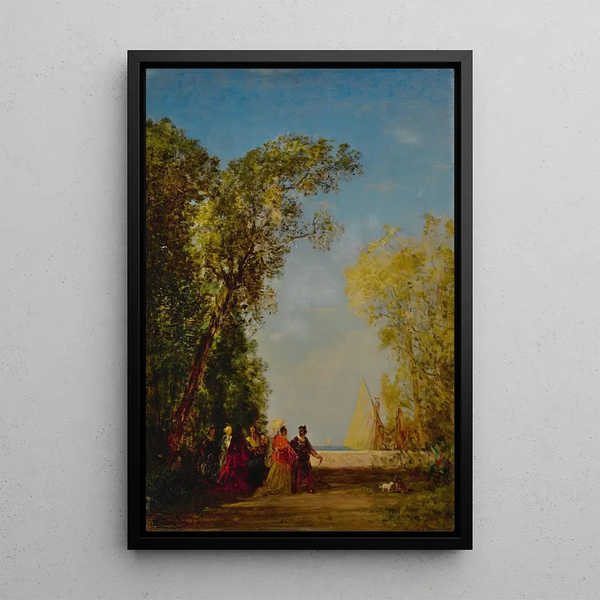 Interior Garden Painting Venice - Félix Ziem — framed artwork on a wall