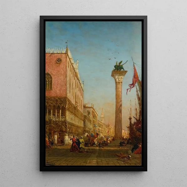 La Colonne du Lion de Saint Marc sur le Môle - Félix Ziem — framed artwork on a wall