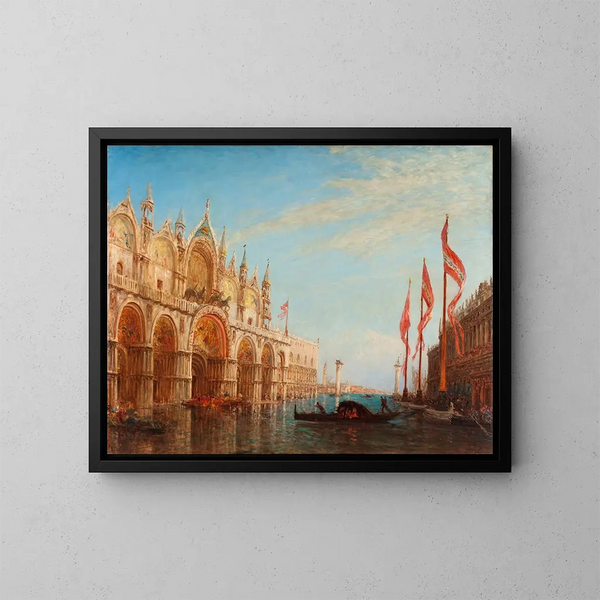 La Place Saint-Marc, flood of 1863 - Félix Ziem — framed artwork on a wall